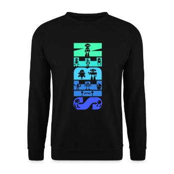 Geburtstag Kinder 7 Jahre alt Robotik Roboter - Unisex Pullover - Schwarz - Vorne - Alina (178cm) & Michal (187cm)