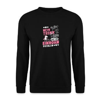 Einhorn - Mein Trinkteam hat ein Einhorn Problem - Unisex Pullover - Schwarz - Vorne - Alina (178cm) & Michal (187cm)