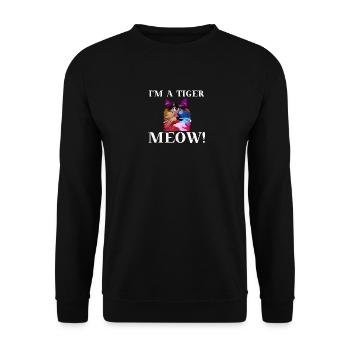 Tiger Katze I'm a tiger meow lustig Geschenkidee - Unisex Pullover - Schwarz - Vorne - Alina (178cm) & Michal (187cm)