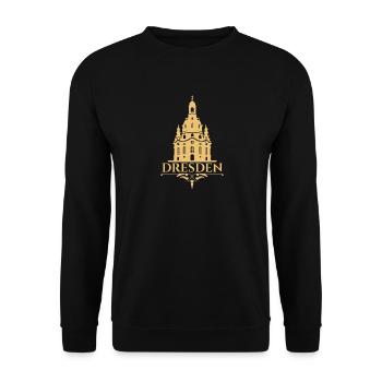 Dresden: Architectural Landmark in Gold - Unisex Sweatshirt - black - Front - Alina (178cm) & Michal (187cm)
