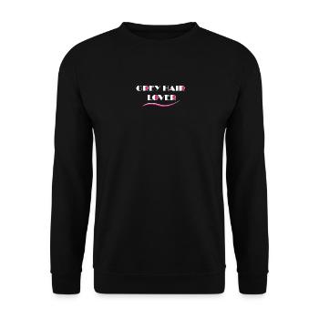 GREY HAIR LOVE - Alle die ihre graue Haare lieben - Unisex Pullover - Schwarz - Vorne - Alina (178cm) & Michal (187cm)