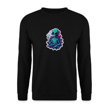 Neon Alien with Fog Smoke - Unisex Sweatshirt - black - Front - Alina (178cm) & Michal (187cm)