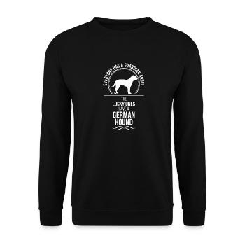 GERMAN HOUND Guardian Angel Hunde Spruch Wilsigns - Unisex Pullover - Schwarz - Vorne - Alina (178cm) & Michal (187cm)