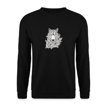 Wolf dog flowers - Unisex Sweatshirt - black - Front - Alina (178cm) & Michal (187cm)