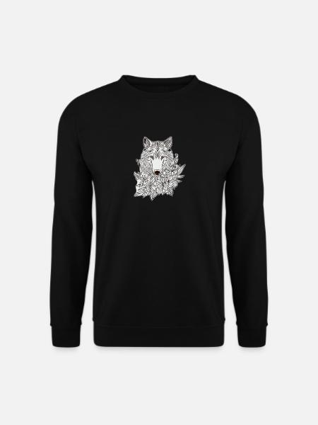 Wolf dog flowers - Unisex Sweatshirt - black