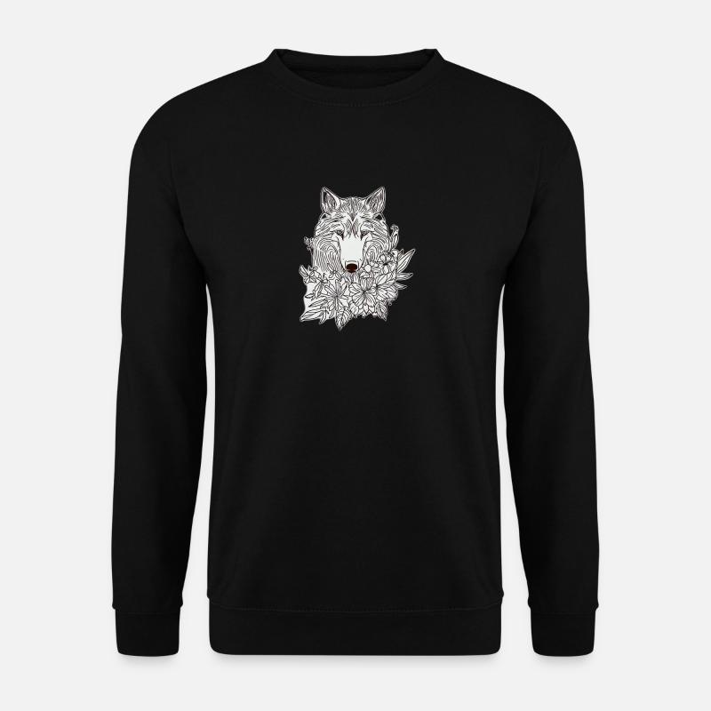 Wolfshund Blumen - Unisex Pullover - Schwarz