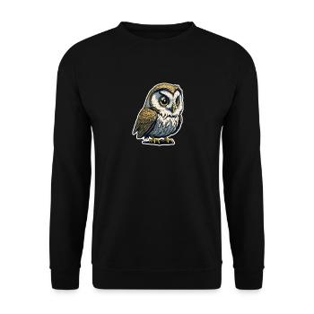 Eule 2 - Unisex Pullover - Schwarz - Vorne - Alina (178cm) & Michal (187cm)