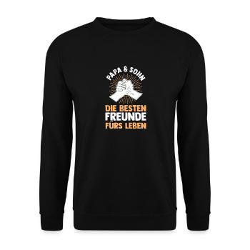 Papa Und Sohn - Unisex Pullover - Schwarz - Vorne - Alina (178cm) & Michal (187cm)