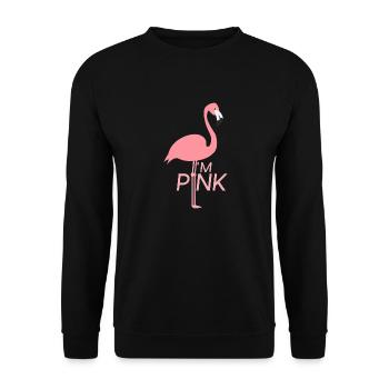 Flamingo Im Pink - Unisex Pullover - Schwarz - Vorne - Alina (178cm) & Michal (187cm)