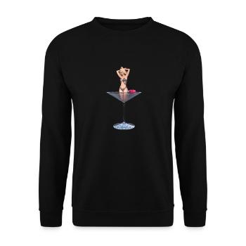 Erotische junge Frau im Champagnerglas - Unisex Pullover - Schwarz - Vorne - Alina (178cm) & Michal (187cm)