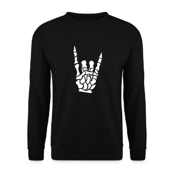 Devil horns hand - skeleton - bones - metal - Unisex Sweatshirt - black - Front - Alina (178cm) & Michal (187cm)