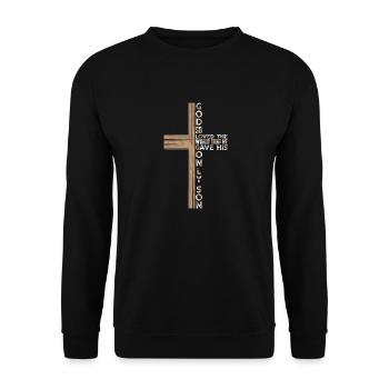 John 3:16 Christian Cross Bible - Unisex Sweatshirt - black - Front - Alina (178cm) & Michal (187cm)