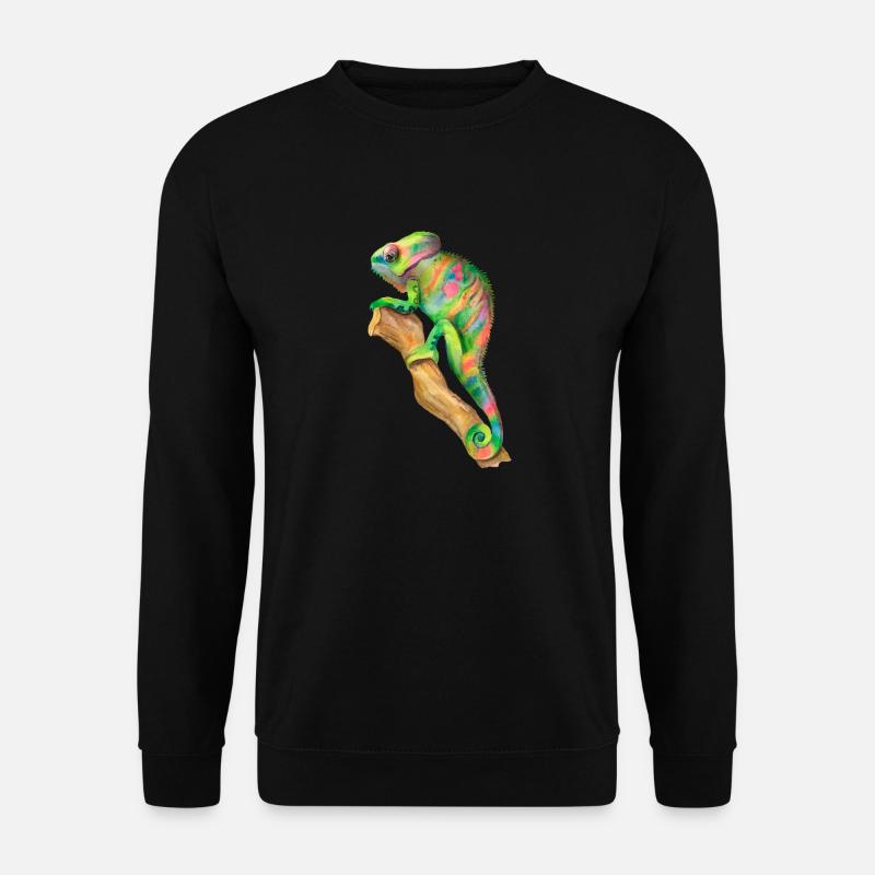 Chamäleon Chameleon im Dschungel auf einem Ast - Unisex Pullover - Schwarz