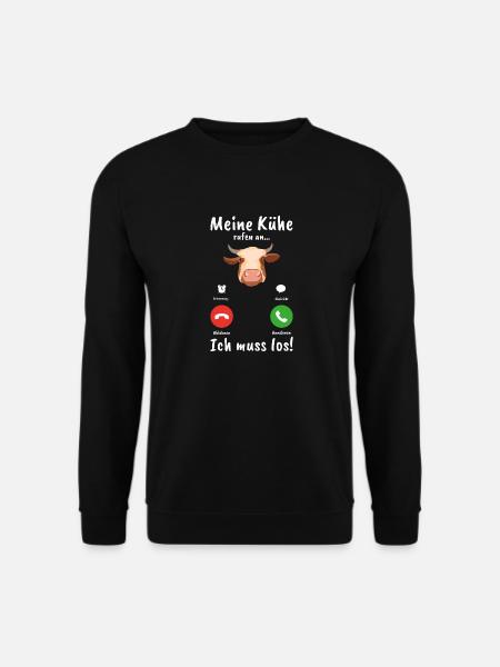 Meine kühe rufen an Landleben Landwirt Geschenk - Unisex Pullover - Schwarz
