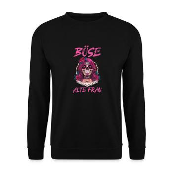 Böse Alte Frau - Unisex Pullover - Schwarz - Vorne - Alina (178cm) & Michal (187cm)