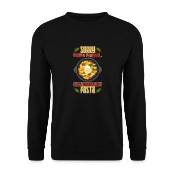 Denken Sie an Pasta Spaghetti Italienischer - Unisex Pullover - Schwarz - Vorne - Alina (178cm) & Michal (187cm)