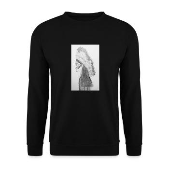 Native American Indian hand drawing - Unisex Sweatshirt - black - Front - Alina (178cm) & Michal (187cm)