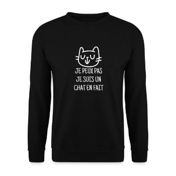 je peux pas je suis un chat en fait - Sweat-shirt Unisexe - noir - Devant - Alina (178cm) & Michal (187cm)