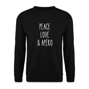 peace love apéro - Sweat-shirt Unisexe - noir - Devant - Alina (178cm) & Michal (187cm)