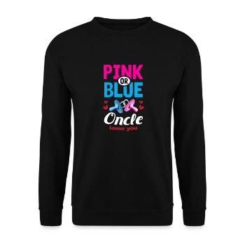 Pink or Blue Oncle Loves You Gender Reveal Party - Unisex Sweatshirt - black - Front - Alina (178cm) & Michal (187cm)