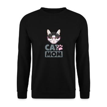 Smart cat in pink eyeglasses. Cat mom - Unisex Sweatshirt - black - Front - Alina (178cm) & Michal (187cm)