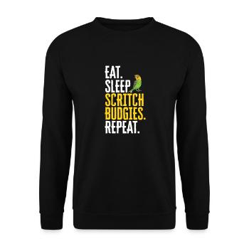 Budgerigar Parakeet Bird Pet Gift - Unisex Sweatshirt - black - Front - Alina (178cm) & Michal (187cm)