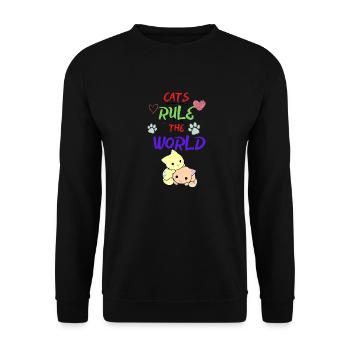 hübsche liebliche Katzen - Unisex Pullover - Schwarz - Vorne - Alina (178cm) & Michal (187cm)