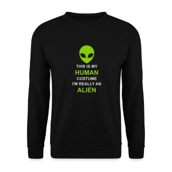 Citation extraterrestre de costume humain - Sweat-shirt Unisexe - noir - Devant - Alina (178cm) & Michal (187cm)