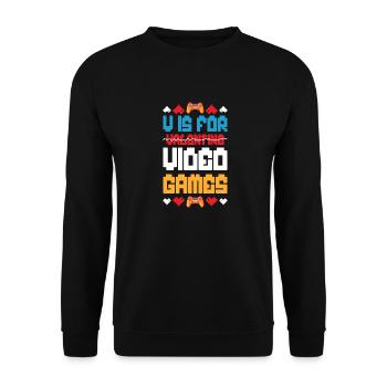 V is for Video Games Valentines Day Adventure RPG - Unisex Sweatshirt - black - Front - Alina (178cm) & Michal (187cm)