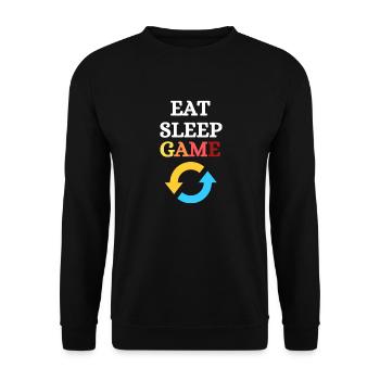 EAT SLEEP GAME REPEAT - Unisex Sweatshirt - black - Front - Alina (178cm) & Michal (187cm)
