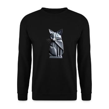 Chat gris origami, futuriste de face - Sweat-shirt Unisexe - noir - Devant - Alina (178cm) & Michal (187cm)