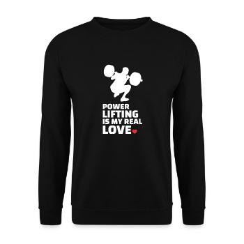 Ich Liebe Powerlifting - Unisex Pullover - Schwarz - Vorne - Alina (178cm) & Michal (187cm)