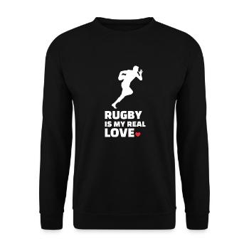 I love rugby - Unisex Sweatshirt - black - Front - Alina (178cm) & Michal (187cm)