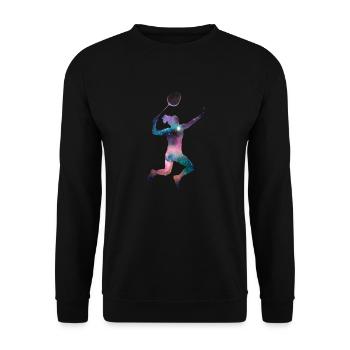 Badminton Player Silhouette Hobby Sports - Unisex Sweatshirt - black - Front - Alina (178cm) & Michal (187cm)