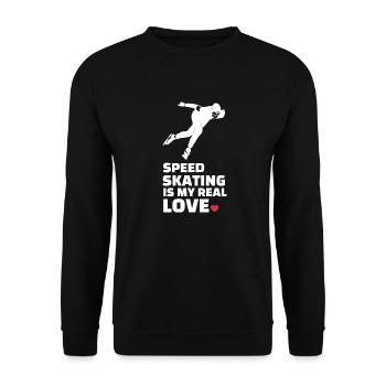 I love speed skating - Unisex Sweatshirt - black - Front - Alina (178cm) & Michal (187cm)