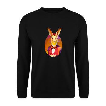 Häschen mit Schleife - Unisex Pullover - Schwarz - Vorne - Alina (178cm) & Michal (187cm)