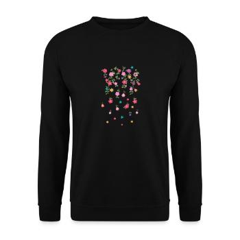 Roses, tendrils, flowers, illustration, red, floral, colorful - Unisex Sweatshirt - black - Front - Alina (178cm) & Michal (187cm)