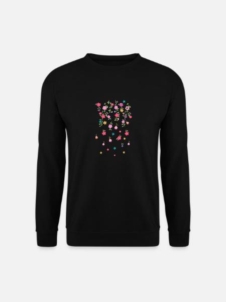 rosen,ranken,blumen, illustration,rot,floral,bunt - Unisex Pullover - Schwarz