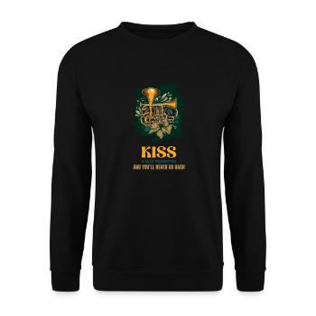 KÜSSE EINEN JAZZTROMPETER UND DU WIRST NIE BACH SPIELEN - Unisex Pullover - Schwarz - Vorne - Alina (178cm) & Michal (187cm)