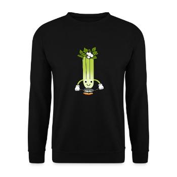 Sellerie Chef Ironisches Sprichwort: Lauchgemüse - Unisex Pullover - Schwarz - Vorne - Alina (178cm) & Michal (187cm)