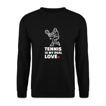 I love tennis - Unisex Sweatshirt - black - Front - Alina (178cm) & Michal (187cm)