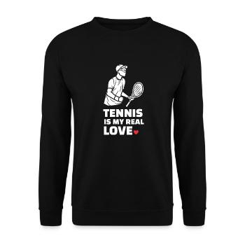 I love tennis - Unisex Sweatshirt - black - Front - Alina (178cm) & Michal (187cm)