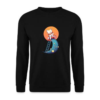 Ikk le chat sur la lune - Sweat-shirt Unisexe - noir - Devant - Alina (178cm) & Michal (187cm)