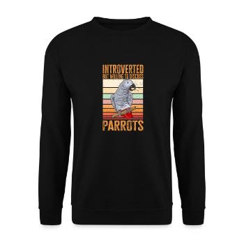 Graupapagei African Grey Parrot Papagei - Unisex Sweatshirt - black - Front - Alina (178cm) & Michal (187cm)