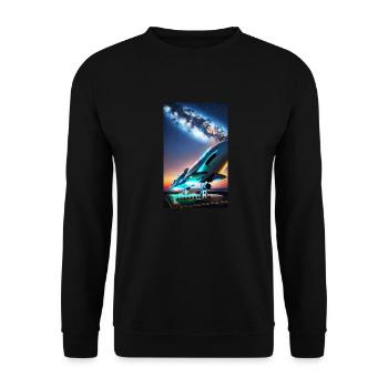 Raumschiff | UFO | UAP | Raumfahrt - Unisex Pullover - Schwarz - Vorne - Alina (178cm) & Michal (187cm)