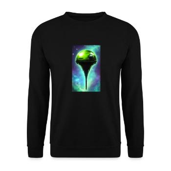 Alien | UFO | Raumschiff | UAP | lustig - Unisex Pullover - Schwarz - Vorne - Alina (178cm) & Michal (187cm)