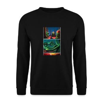 Alien | UFO | Spaceship | UAP | alien - Unisex Sweatshirt - black - Front - Alina (178cm) & Michal (187cm)