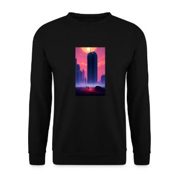 Alien | UFO | Raumschiff | UAP | außerirdische - Unisex Pullover - Schwarz - Vorne - Alina (178cm) & Michal (187cm)