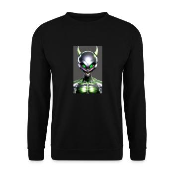 Alien | UFO | Raumschiff | UAP | außerirdische - Unisex Pullover - Schwarz - Vorne - Alina (178cm) & Michal (187cm)