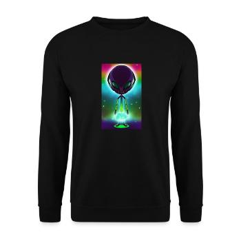 Alien | UFO | Spaceship | UAP | alien - Unisex Sweatshirt - black - Front - Alina (178cm) & Michal (187cm)